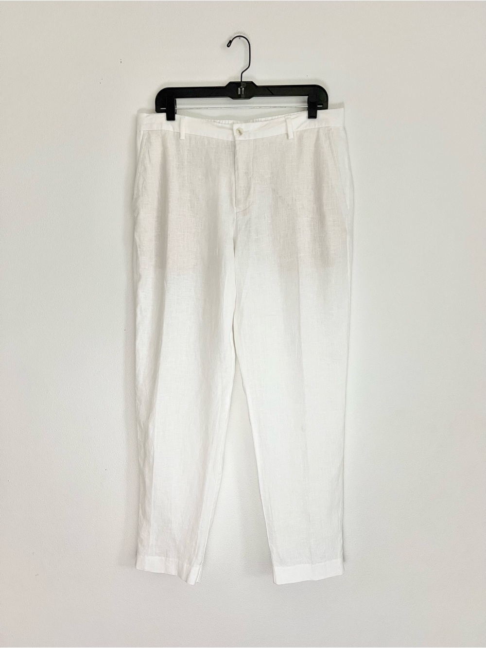 Zara 100% Linen Tapered Pants Coastal Summer Ankle Trouser Quiet Luxury L Boho